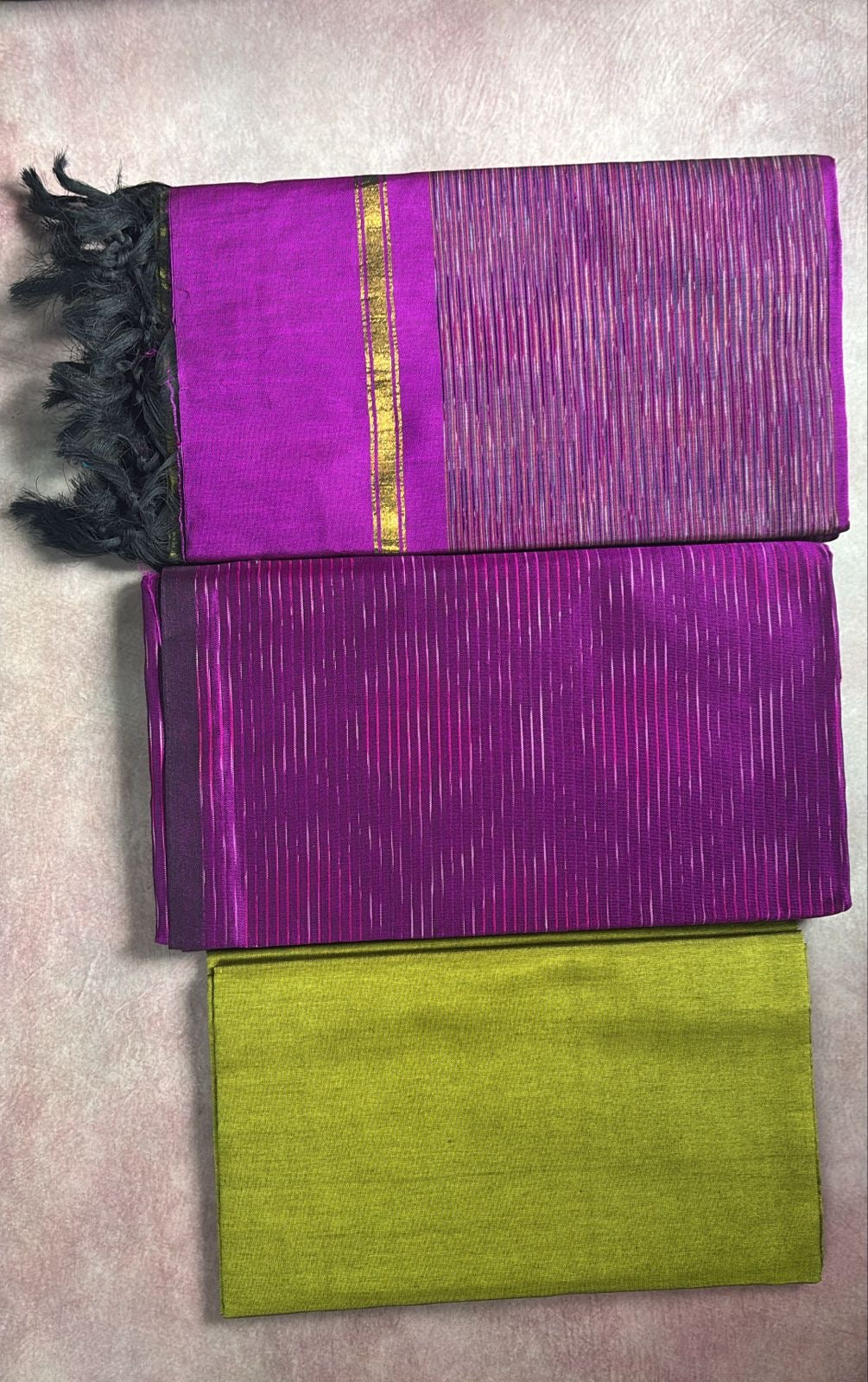 Pochampally Ikkat Suit materials Unstitched, Magenta and Green