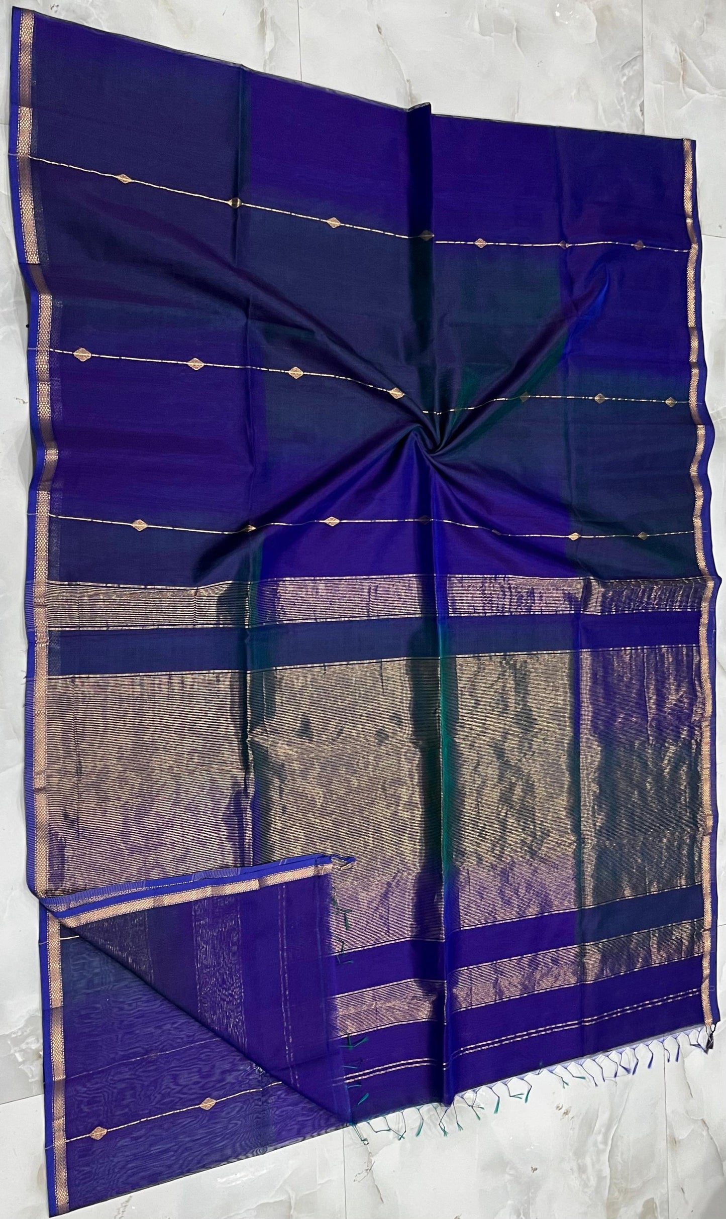 Kalyanika Maheshwari silk buti line saree in Navy blue