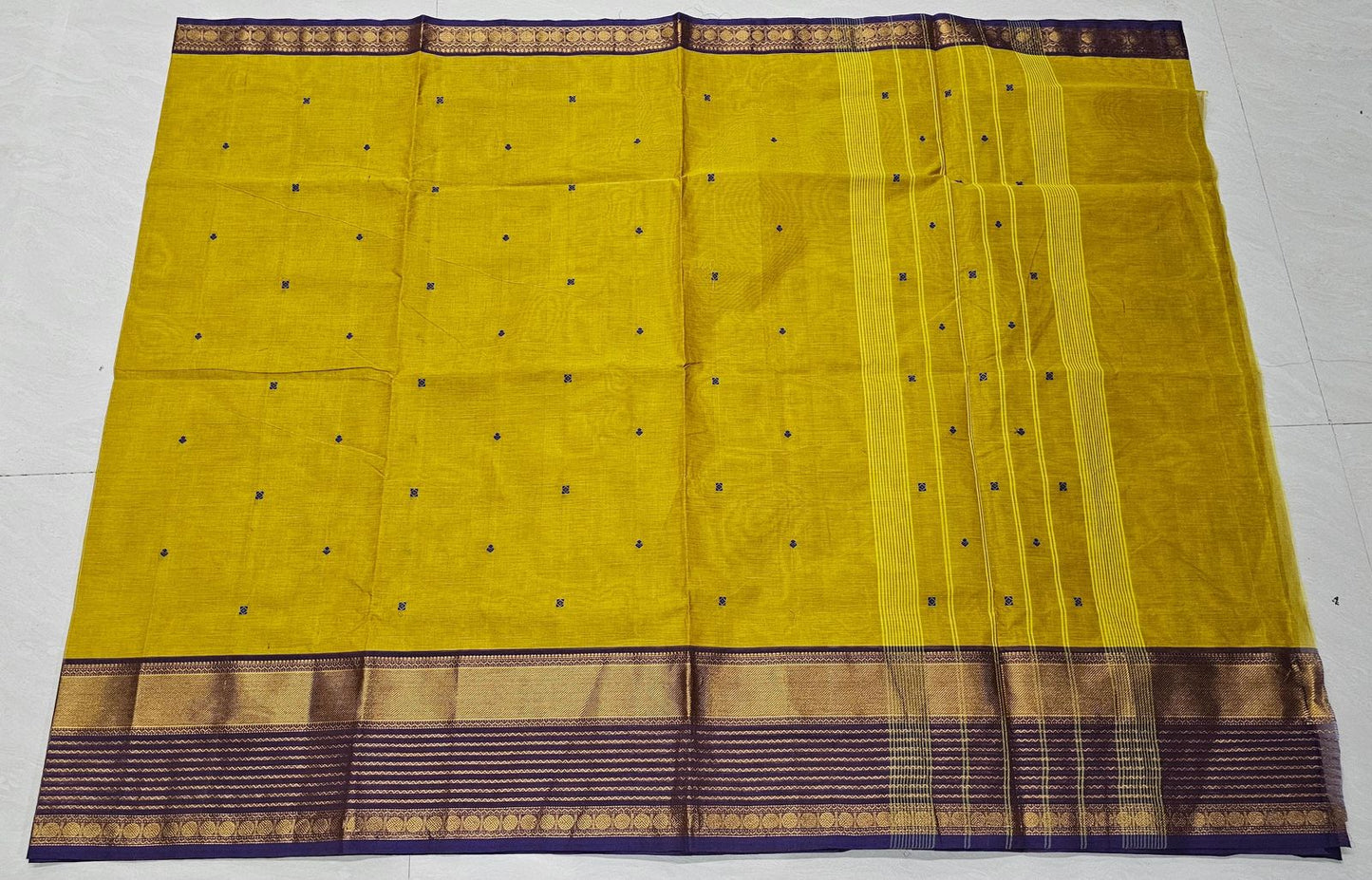 Sangita dual tone kanchi cotton sarees with woven buttas and blouse piece