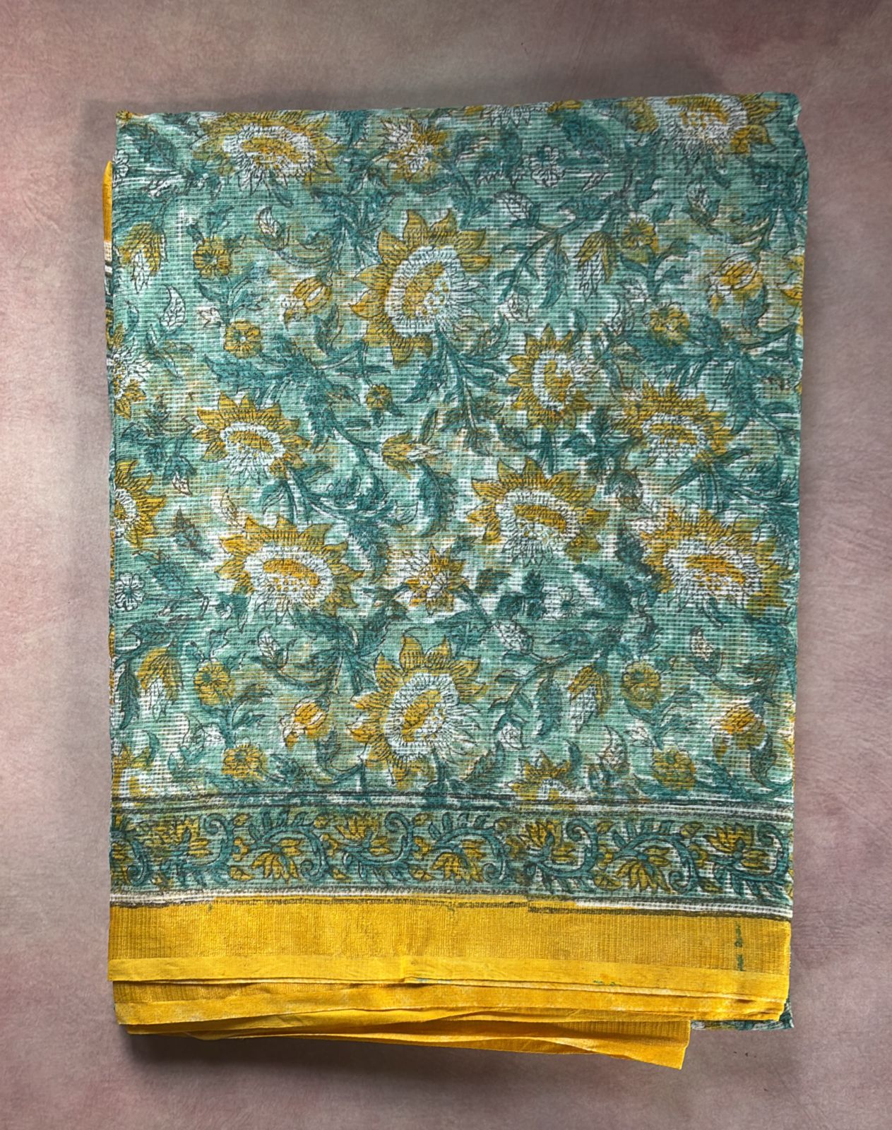 Ambika kota doria green n yellow