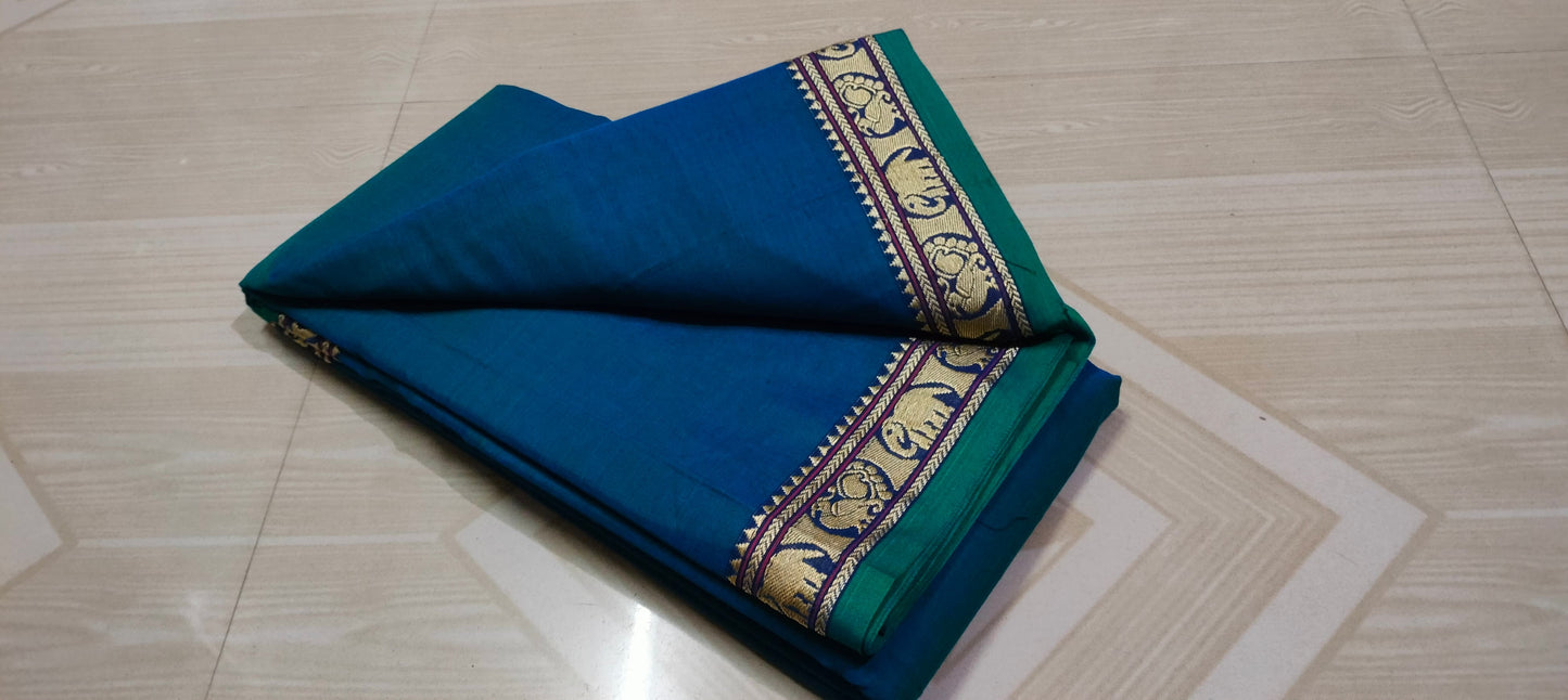 Vrinda Narayanpeth blue dual tone Vintage Sarees