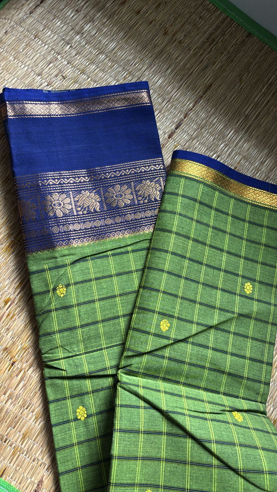 Vintage kadangi chettinad cotton saree without blouse piece