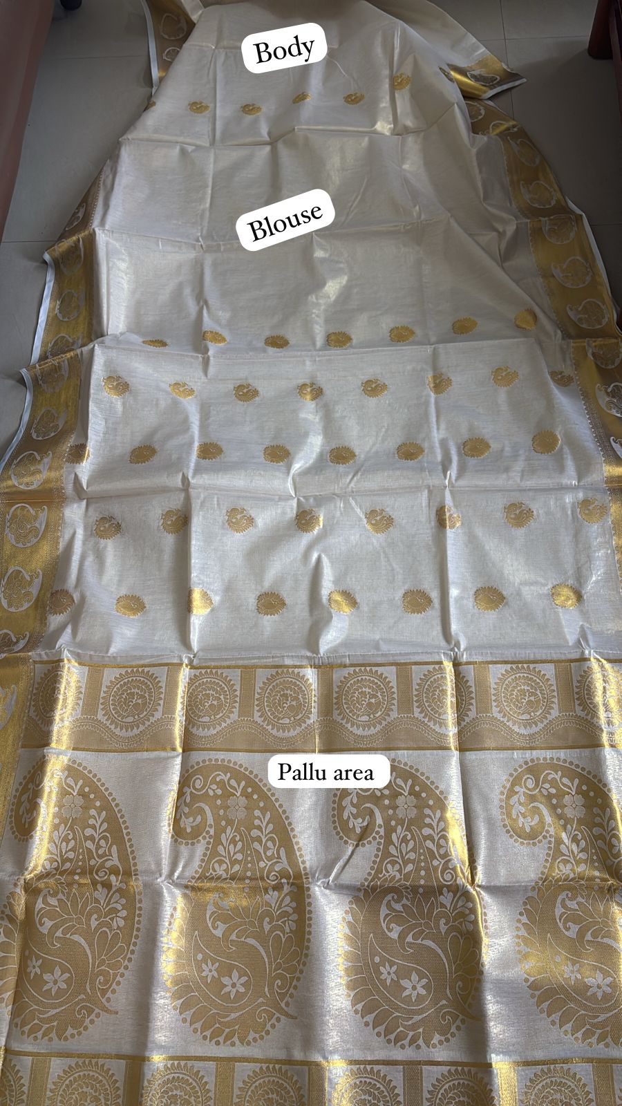 Premium Bridal Golden Tissue Kerala Set Saree