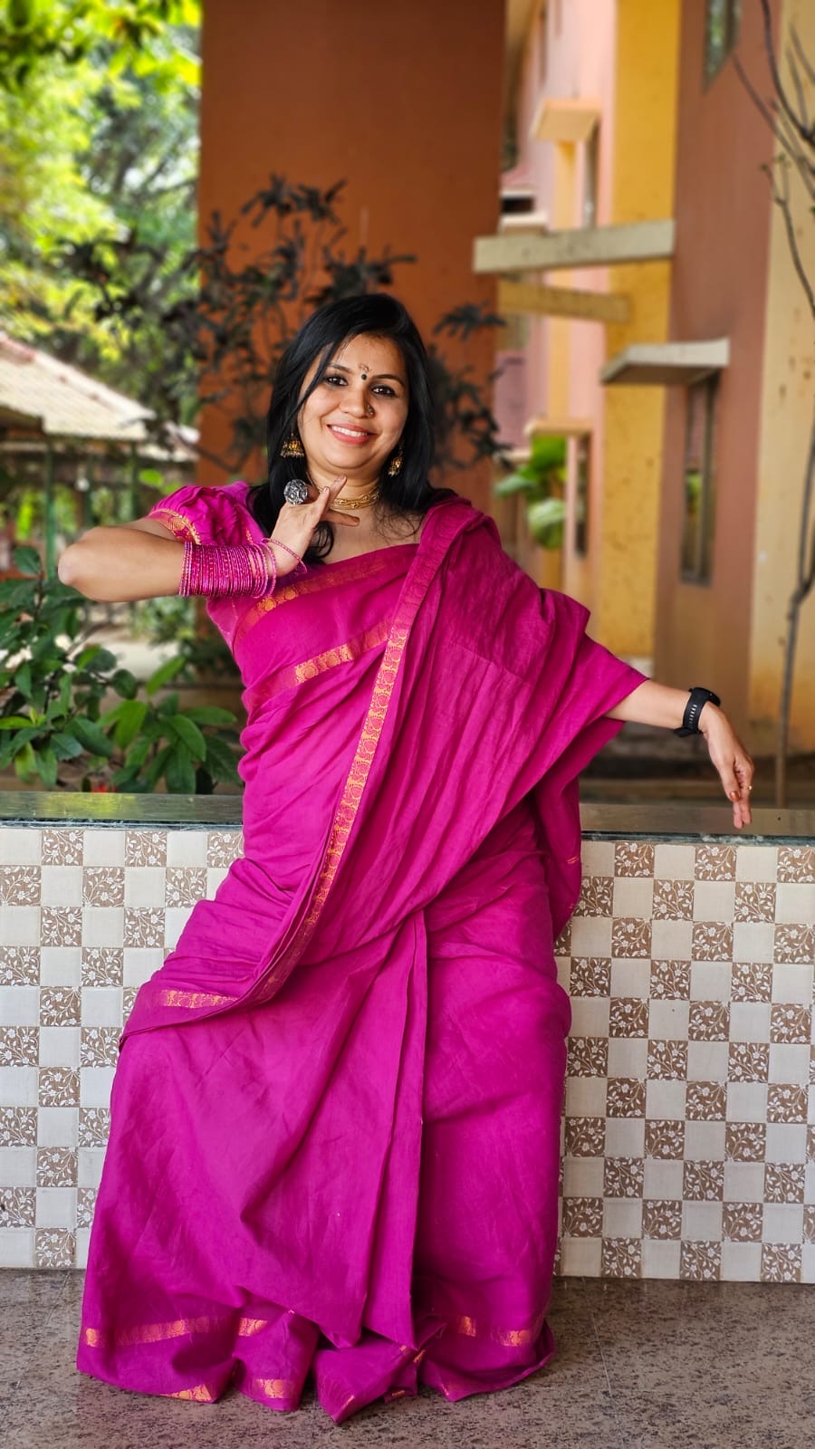 Tarangini Majenta handloom sungudi plain sarees, Sithara’s choice