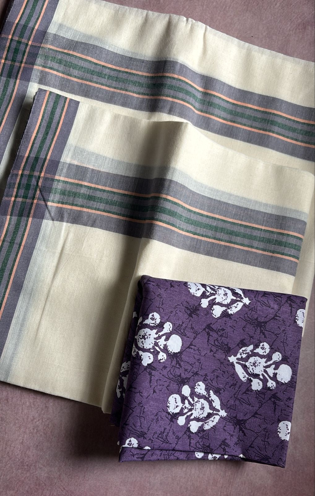 Mulloth Pure cotton set Mundu with blouse piece