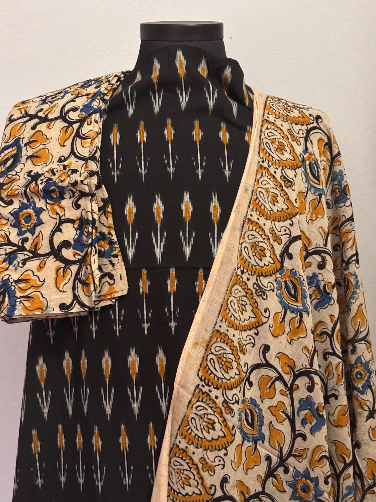 Drapika (द्रपिका)Kalamkari Ikkat Pure Cotton Suit Sets Unstiched