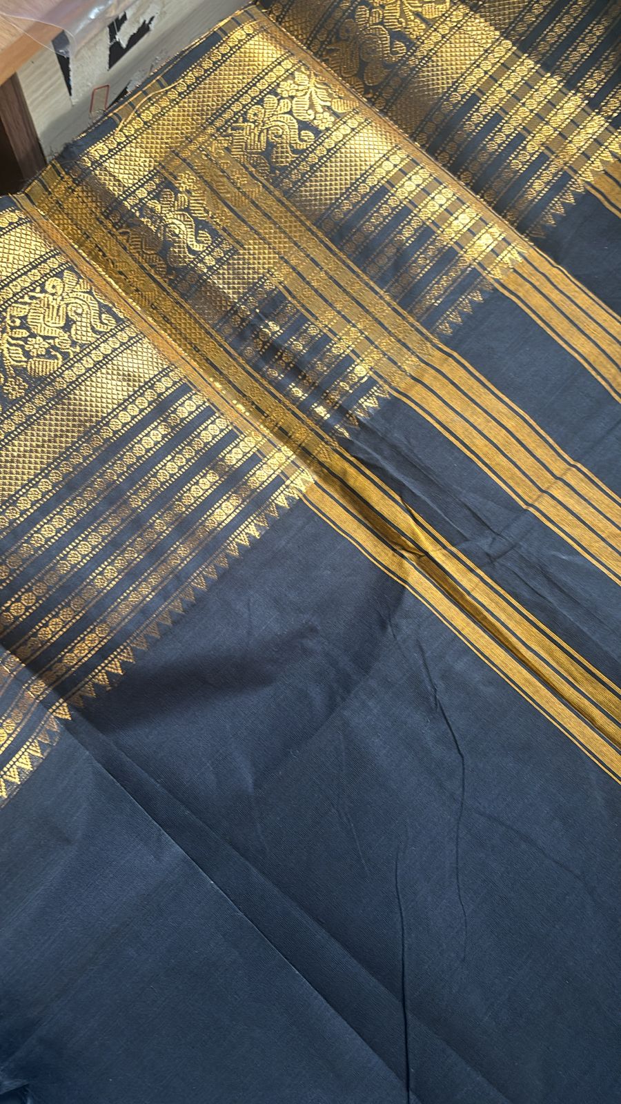 Vintage Black Kanchi Cotton Saree