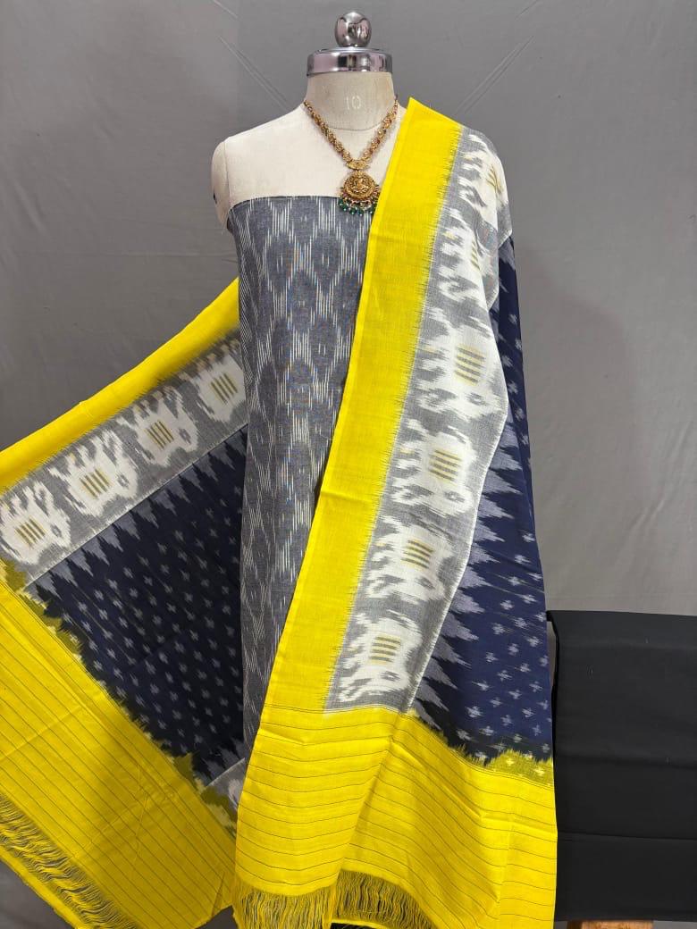 Handloom Ikkat Three piece suit Set Unstiched IKK01