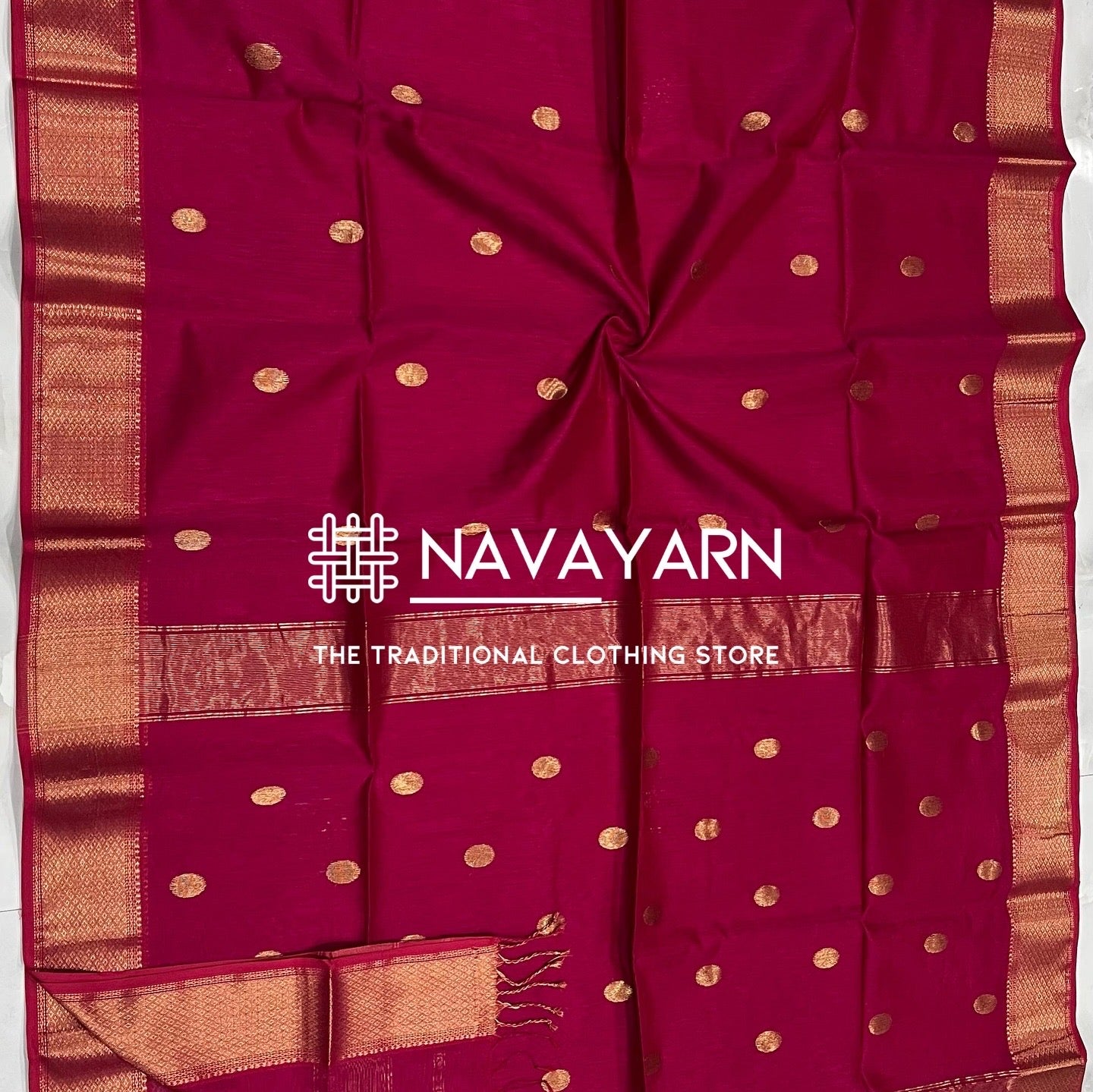 Kalyanika ( कल्याणिका) Maheshwari Silk Sarees with coin butta weave pattern, Rani KM17