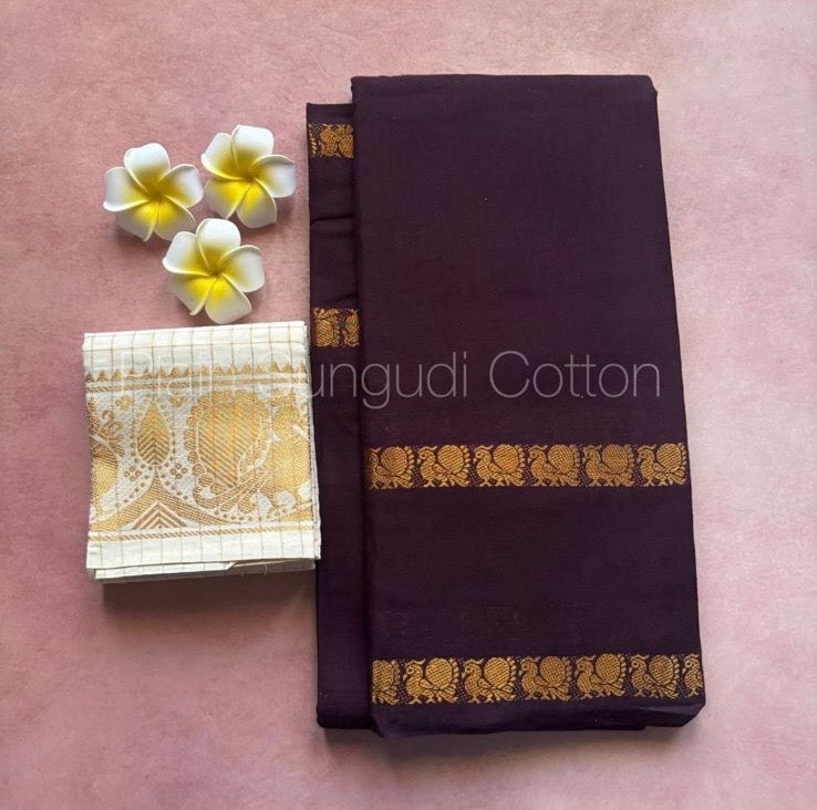 Tarangini Handloom Sungudi Cotton Sarees Brown