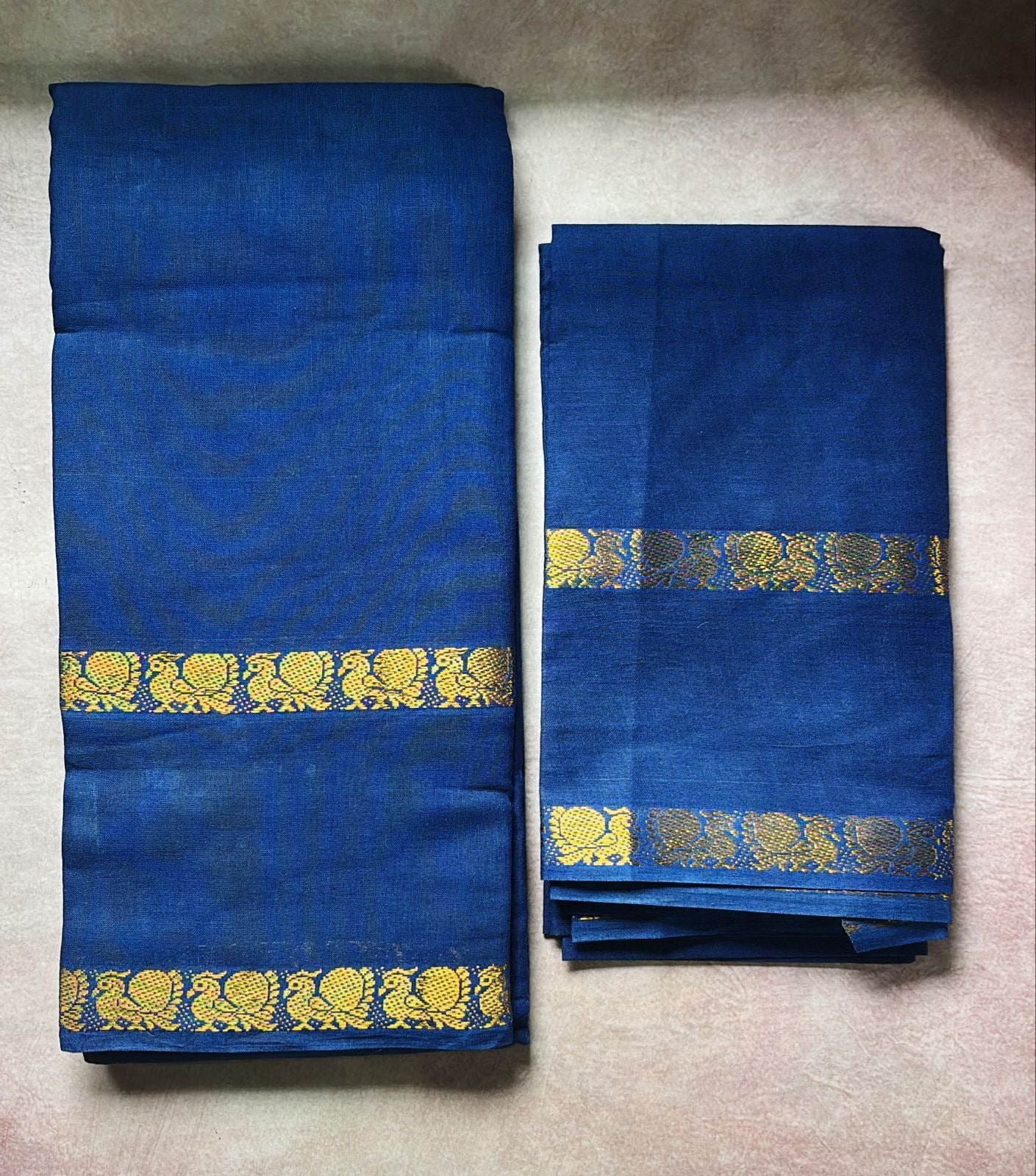 Sungudi handloom retta petta border saree Blue