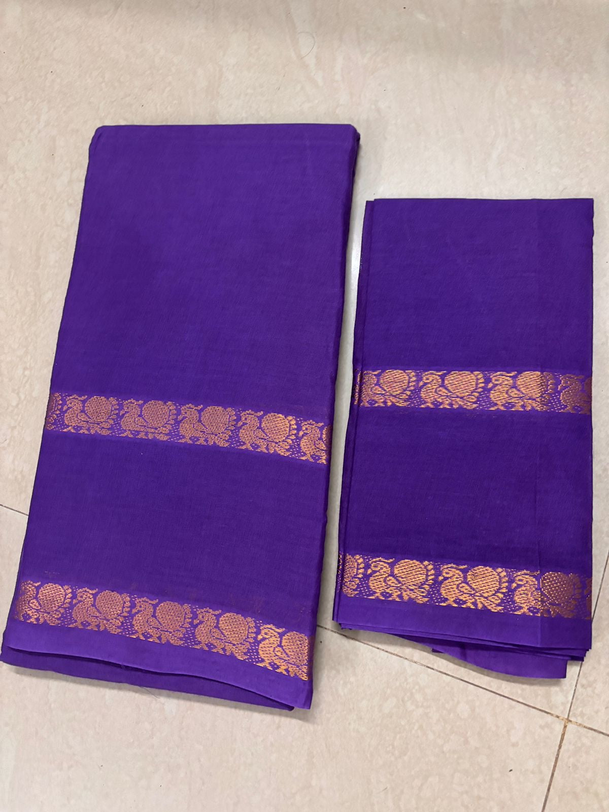 Tarangini Sungudi Cotton sarees with blouse violet