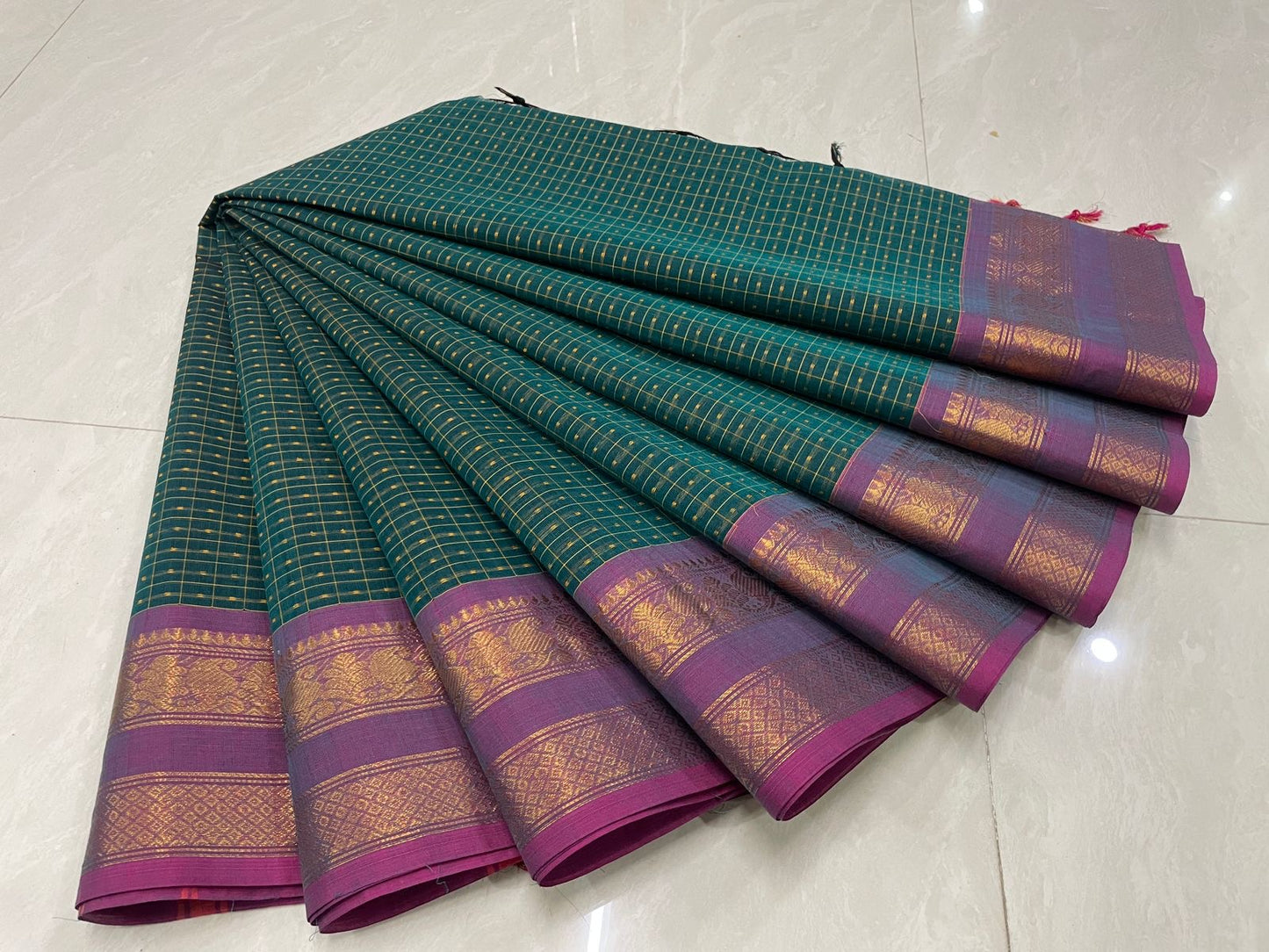 Lakshadeepam thousand butta sarees with contrast border