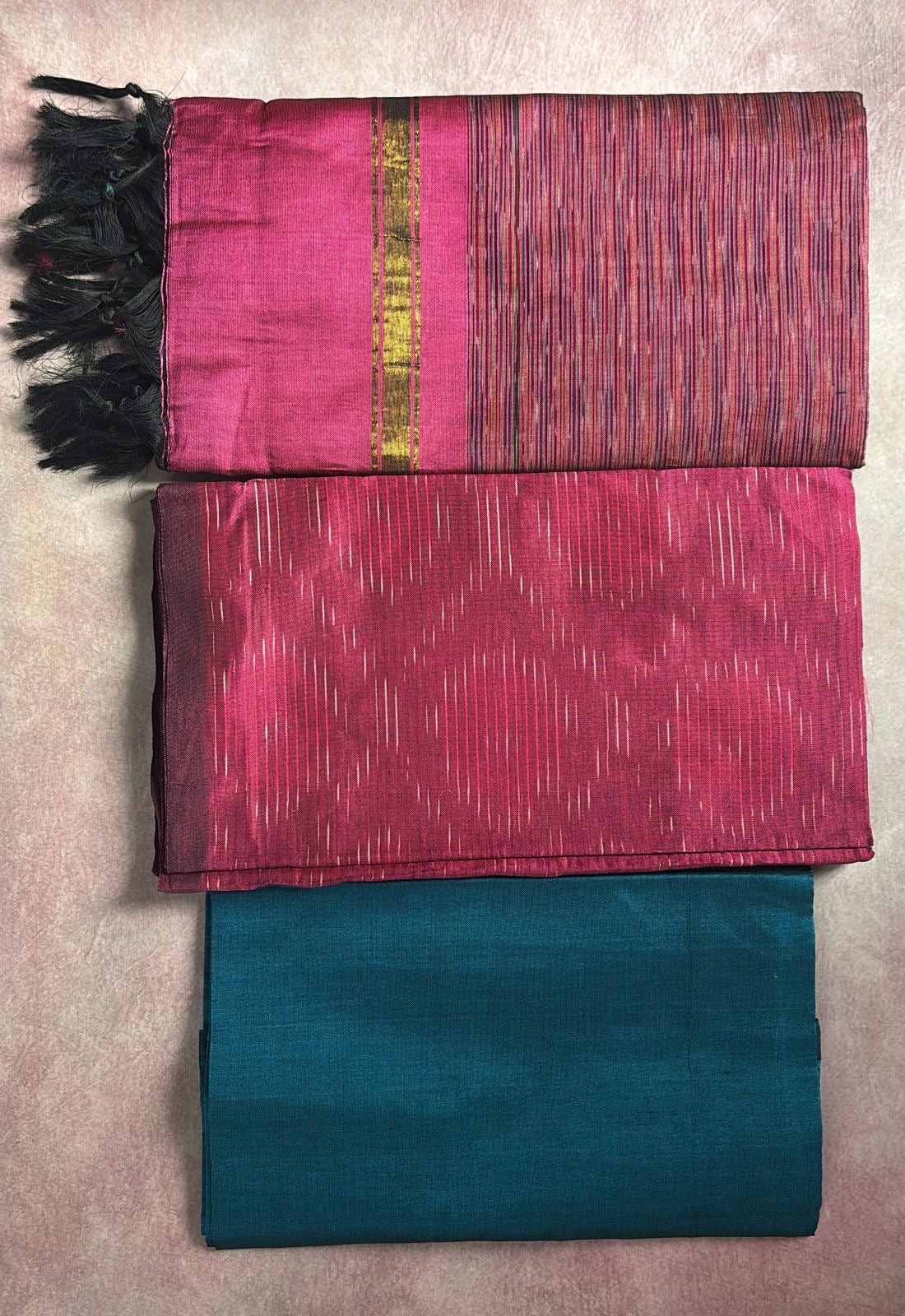 Pochampally Ikkat Suit materials beet red and blue
