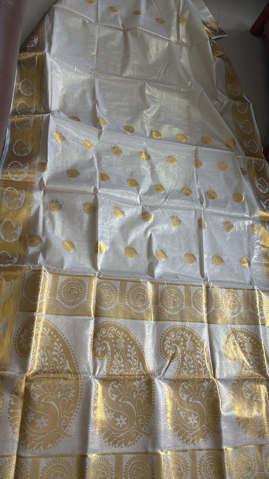 Premium Bridal Golden Tissue Kerala Set Saree