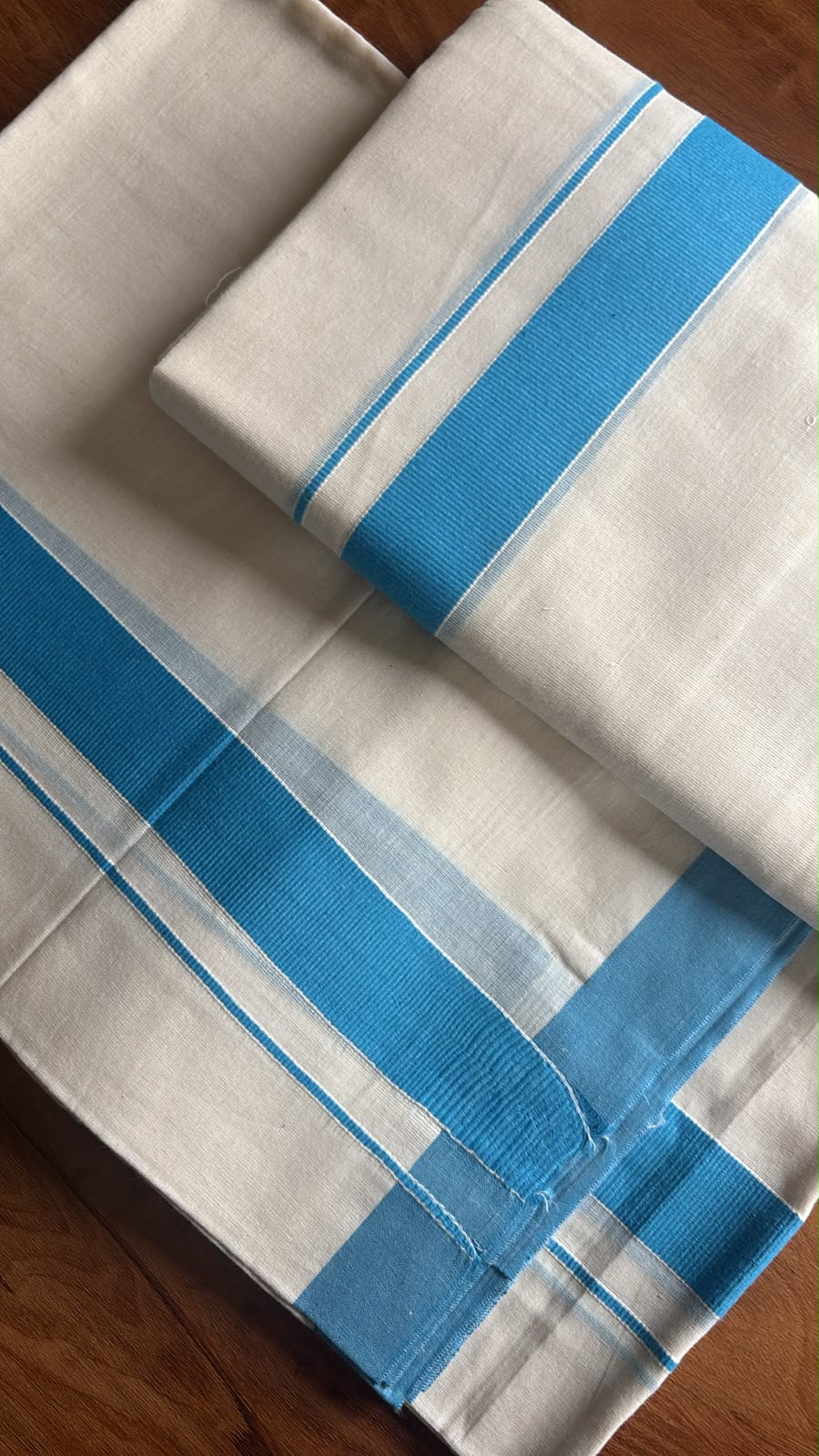 Simple Cotton kattikara blue set Mundu