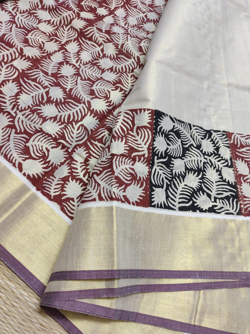 Sarvani premium Golden tissue Onam Set saree