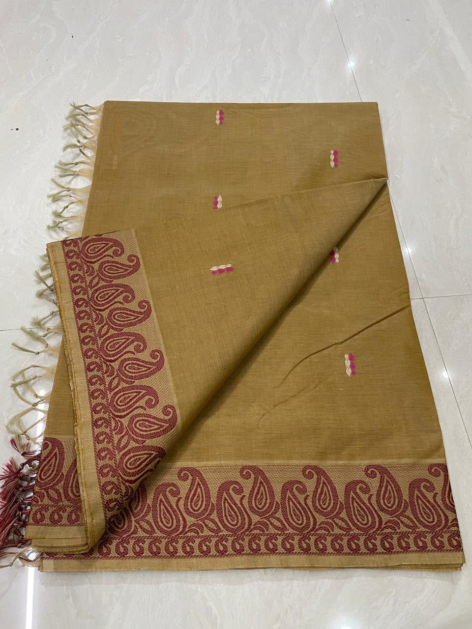 Sangita mango border chettinad sarees mustard colour