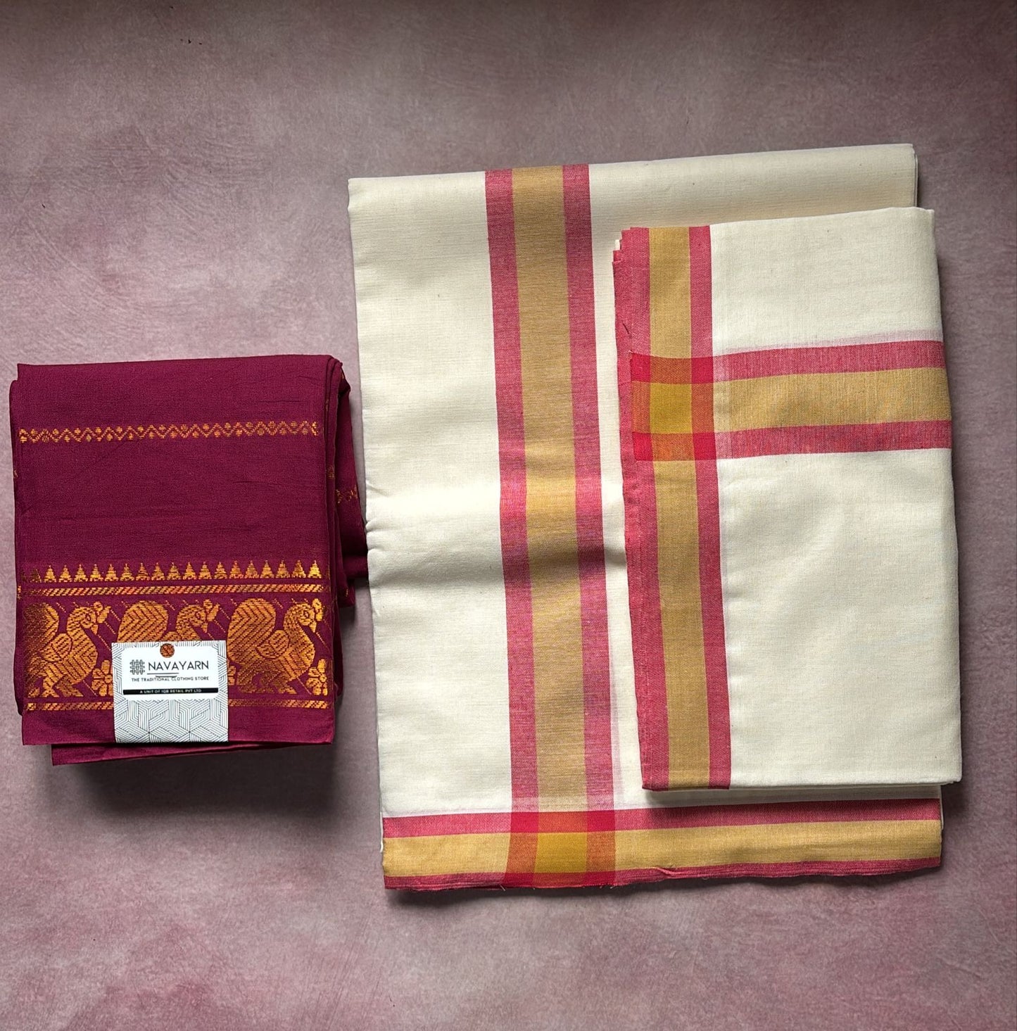 Mulloth pure cotton set Mundu with sungudi handloom cotton blouse