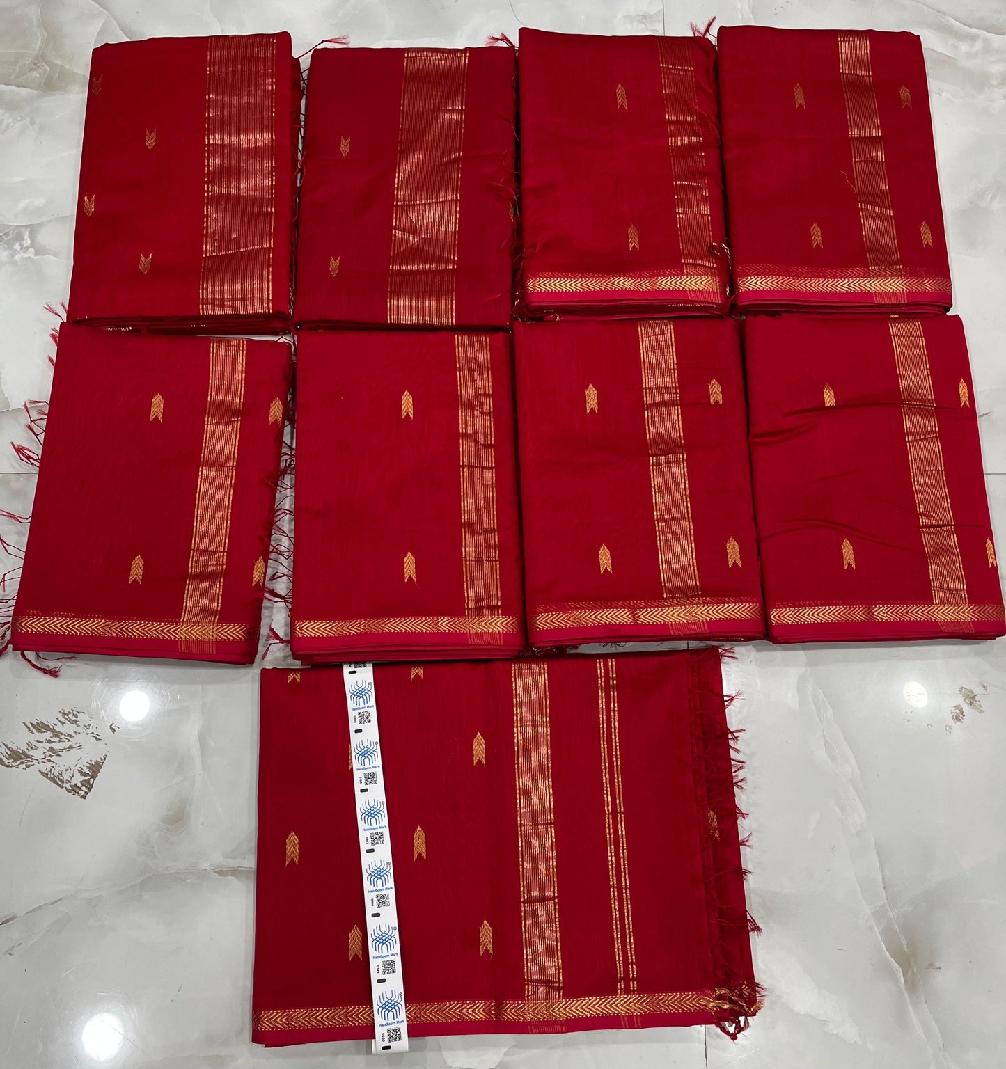 Kalyanika (कल्याणिका) Handloom Maheshwari Silk Cotton Saree, Festive Red (Sithara’s choice)