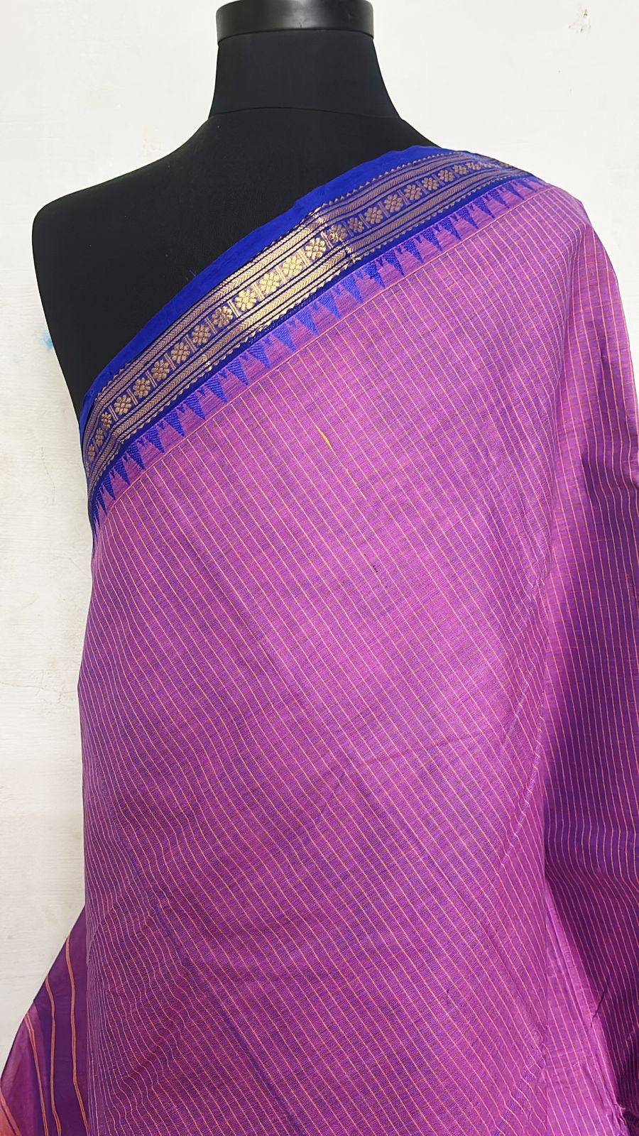 Sangita Vintage Korvai check pure cotton sarees purple