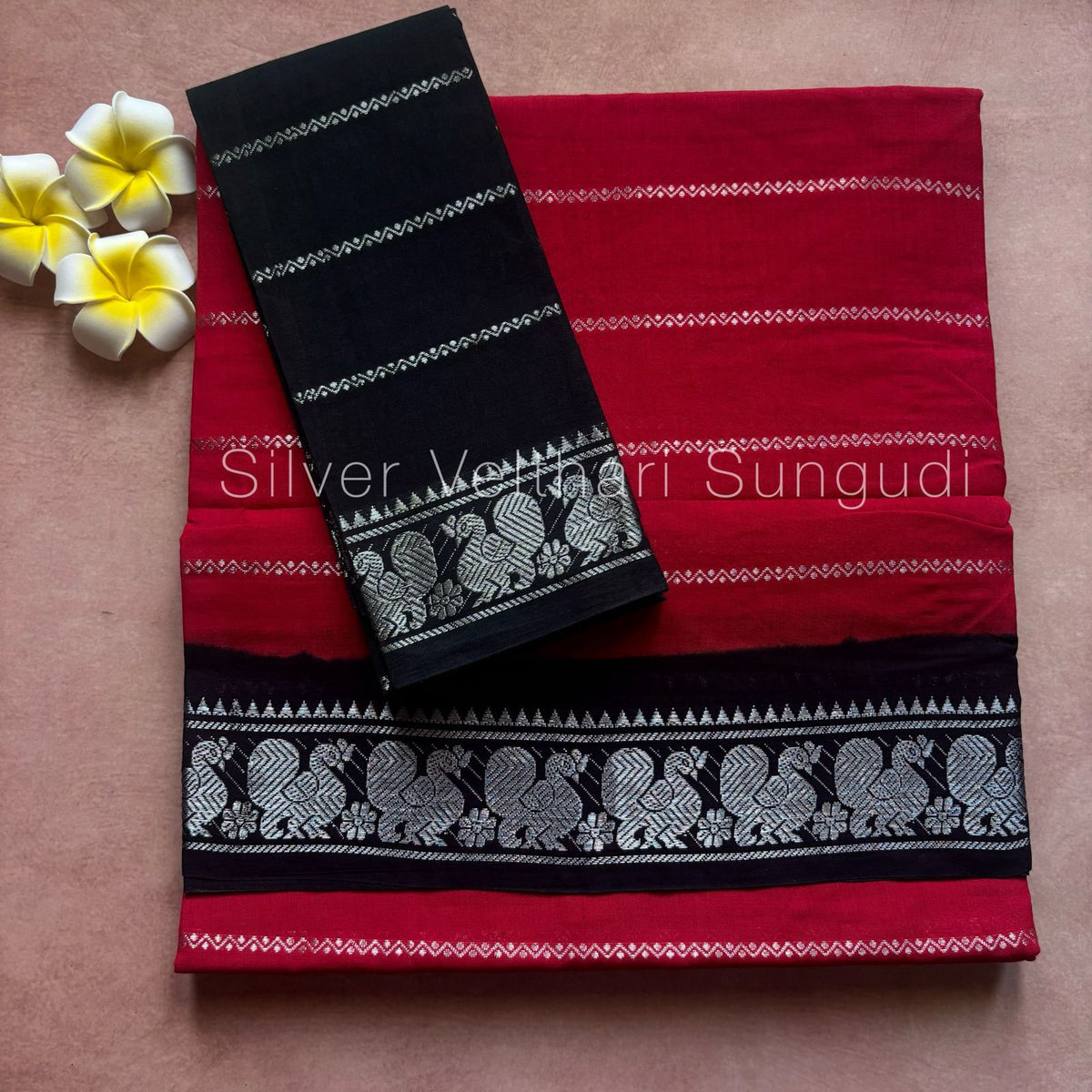 Silver Velthari Maroon black Sungudi cotton Saree SNSN06