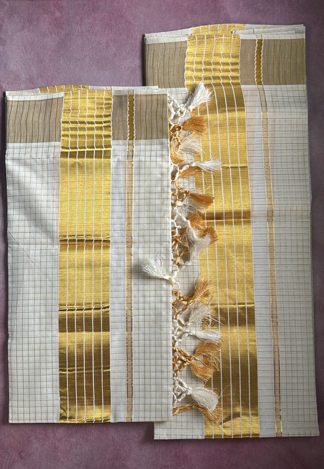 Sarvani Golden Tissue zari checks Single Set mundu