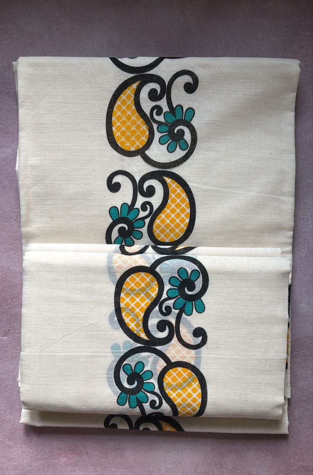 Onam special printed Cotton Set Mundu with handloom sungudi cotton blouse piece