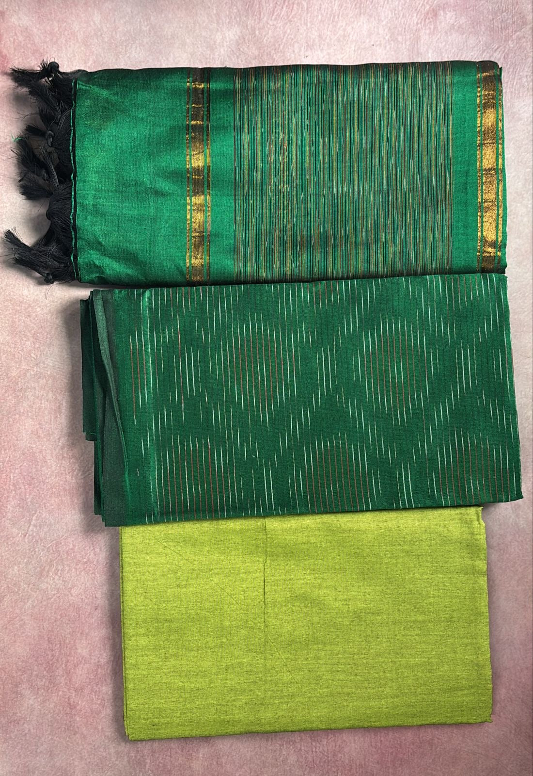 Pochampally Ikkat Suit materials Unstitched Green