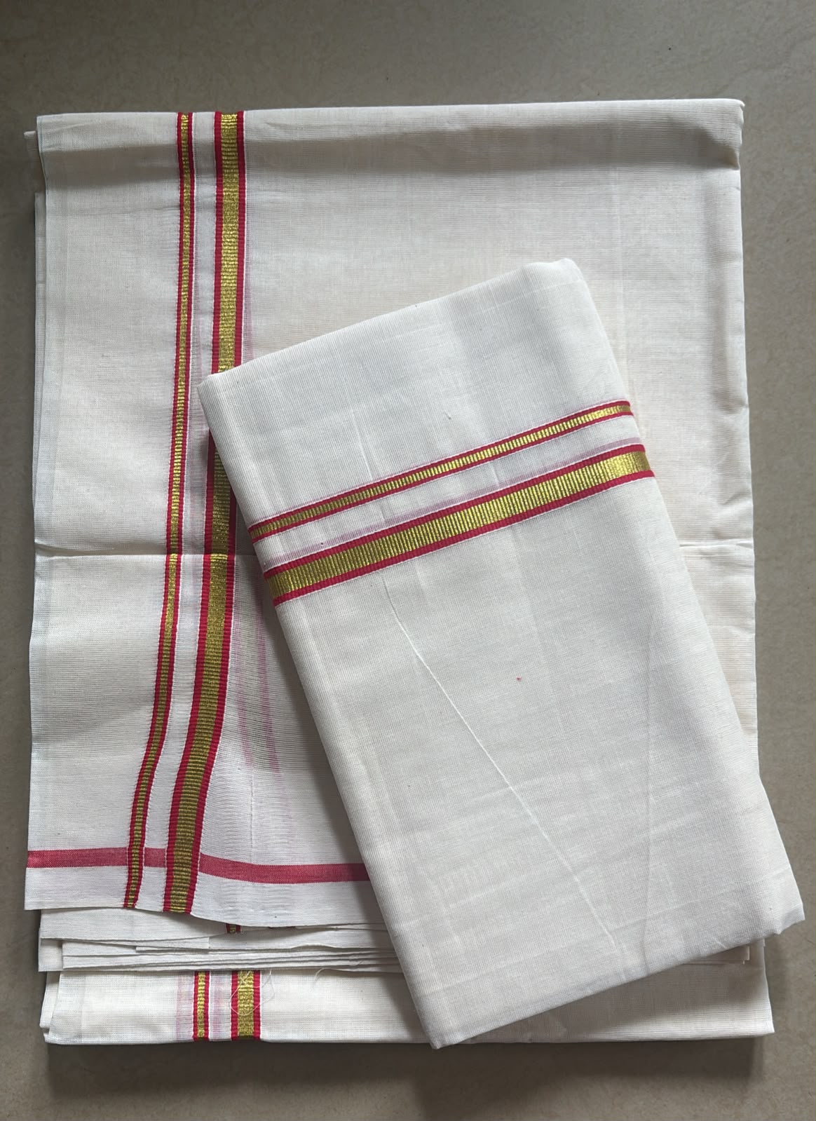 Red and golden kasavu set Mundu