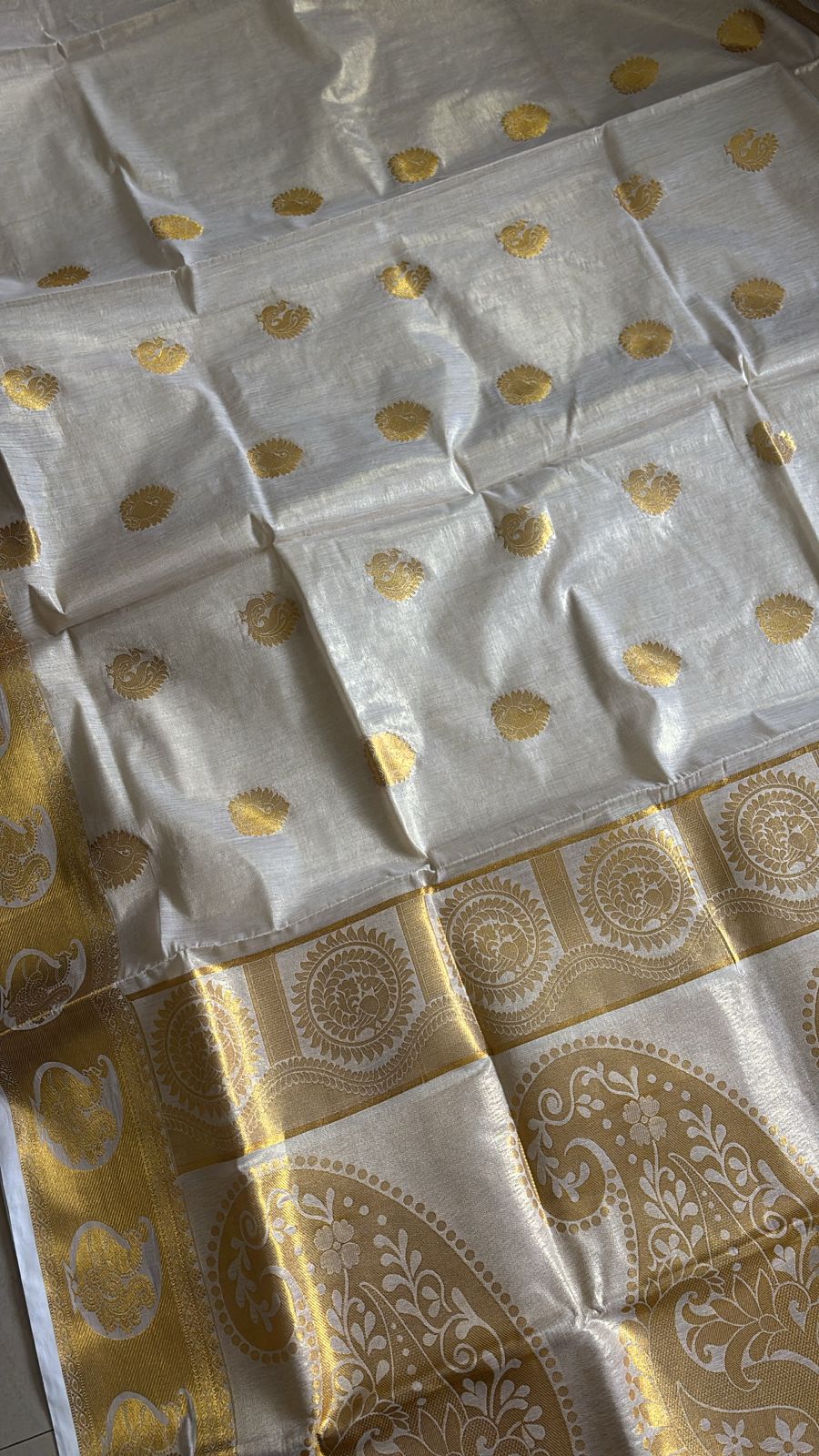 Premium Bridal Golden Tissue Kerala Set Saree
