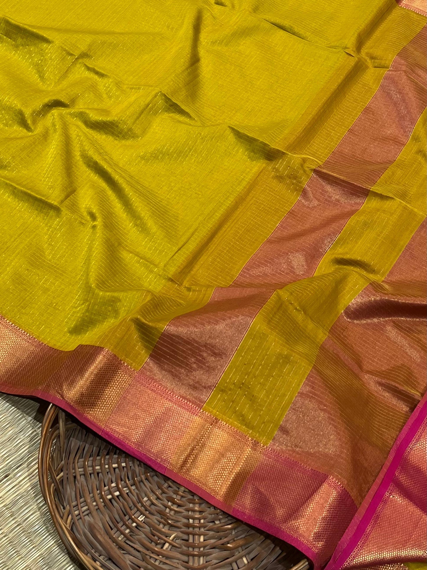 Maheshwari handloom silk cotton zari checks Saree