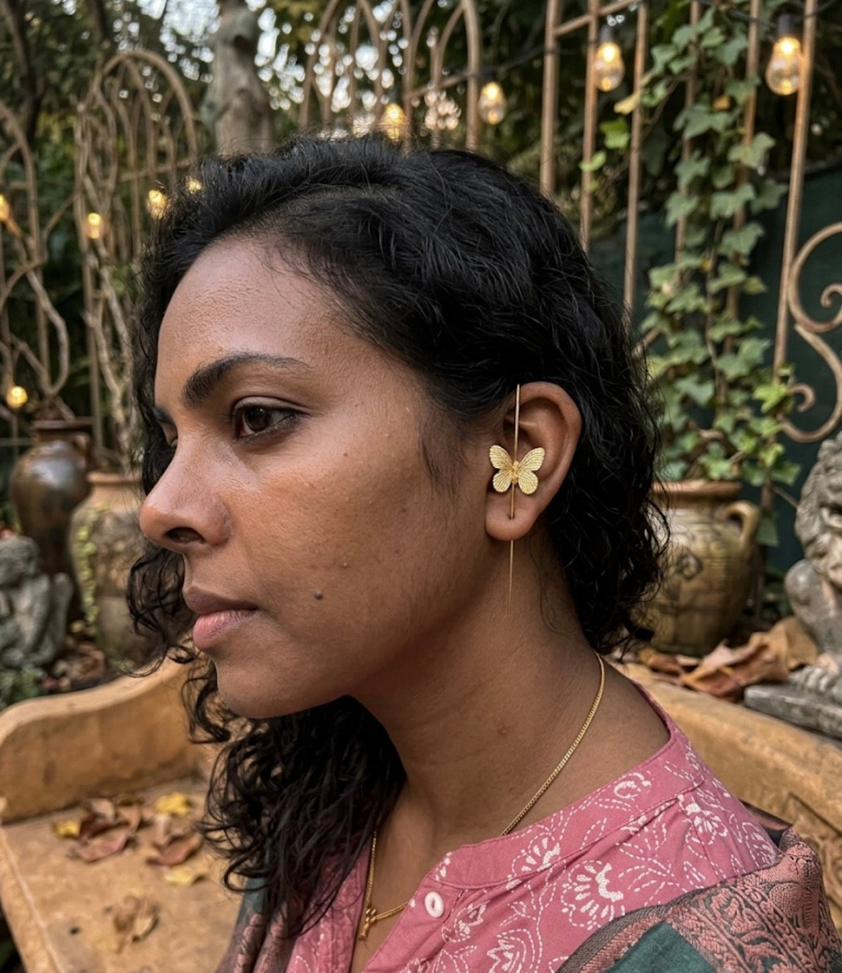 Anti tarnish brass butterfly ear cuffs