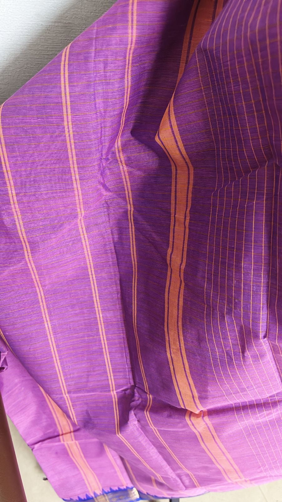 Sangita Vintage Korvai check pure cotton sarees purple