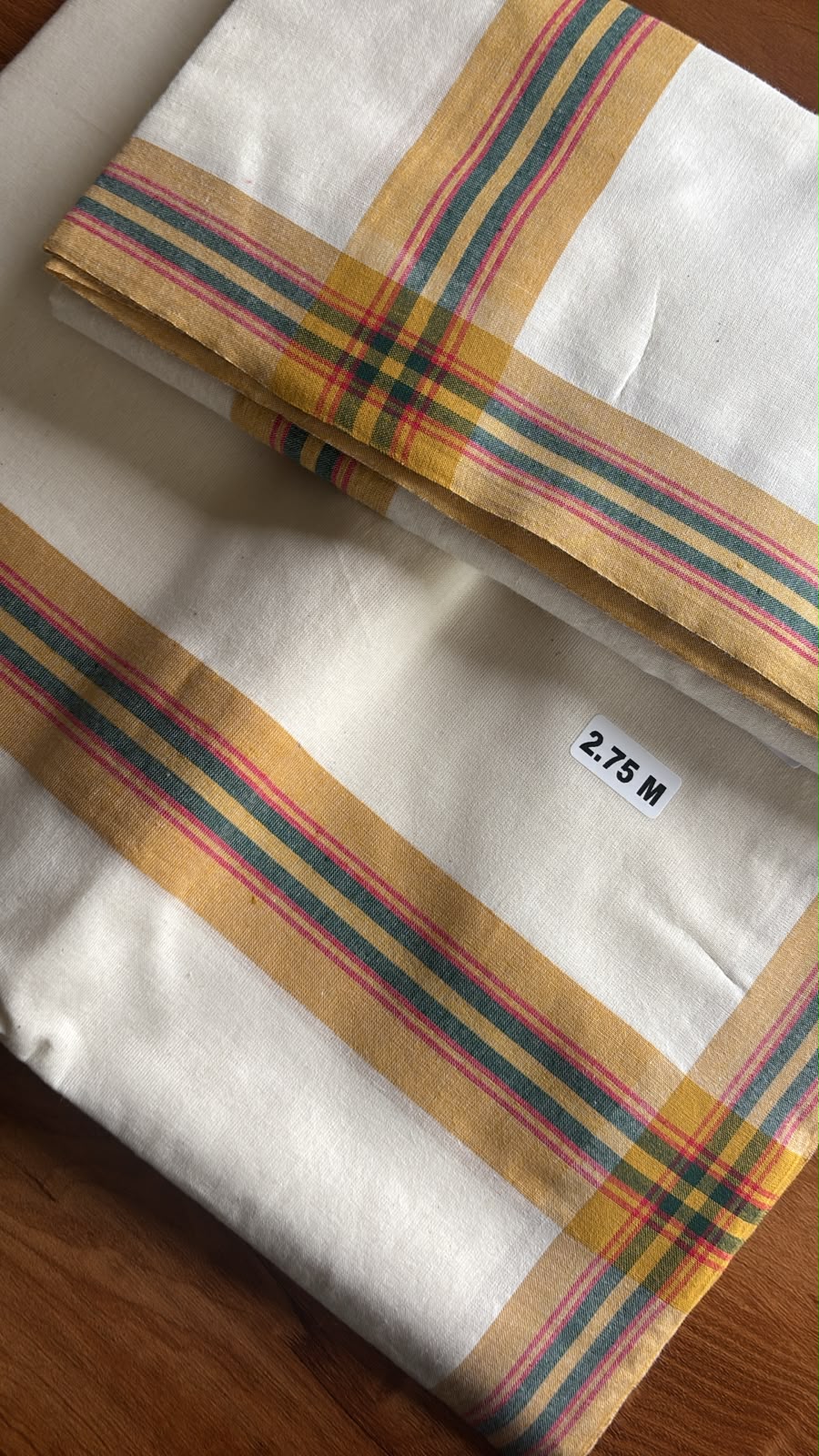 Extra length mustard mulloth pure cotton single set Mundu