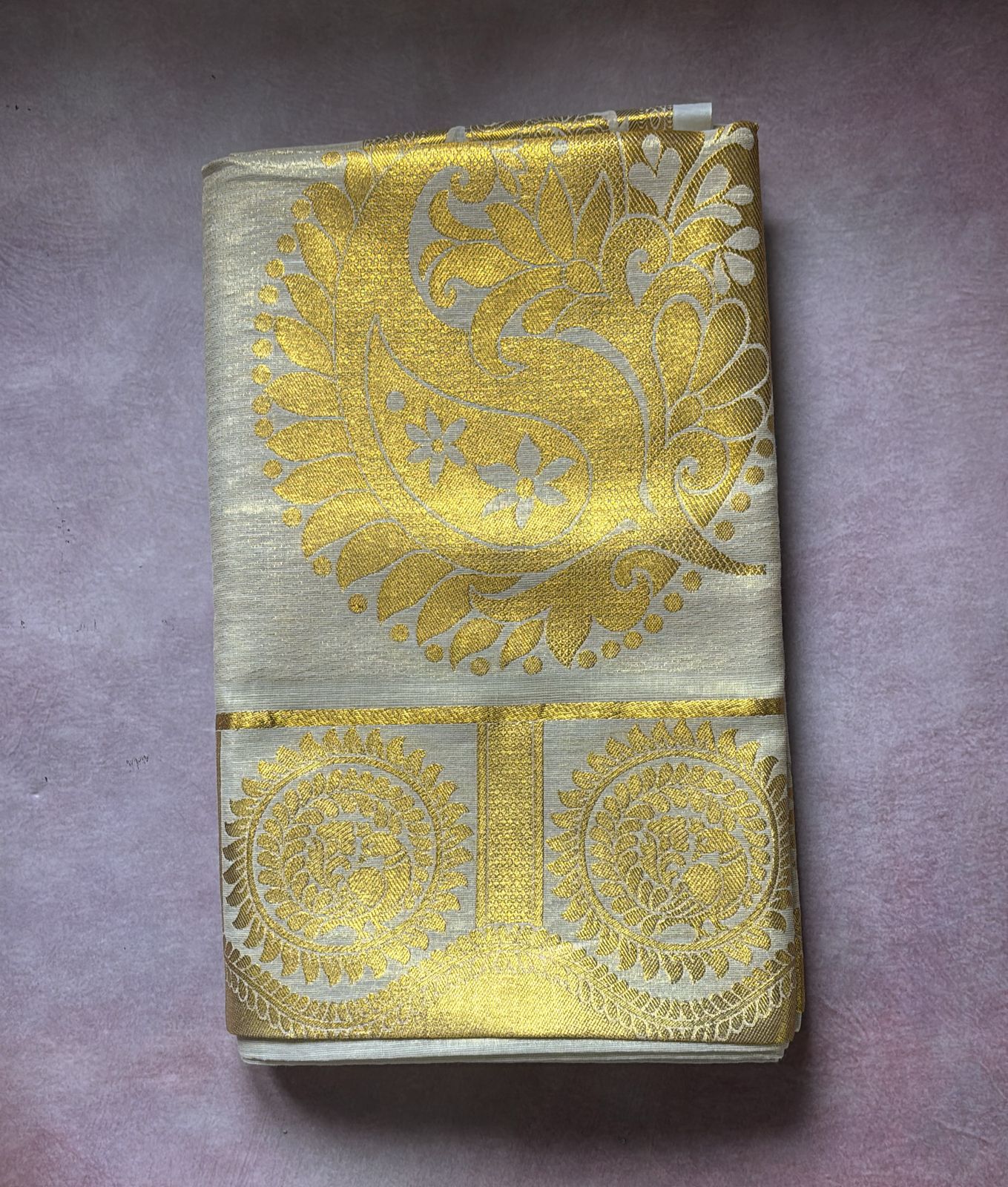 Premium Bridal Golden Tissue Kerala Set Saree