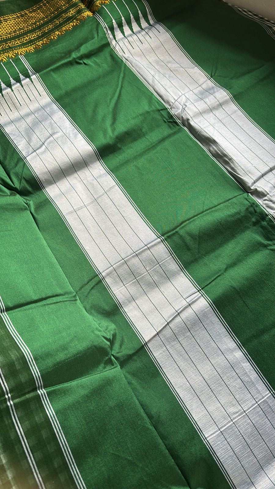 Yashoda bottle green check Ilkal saree