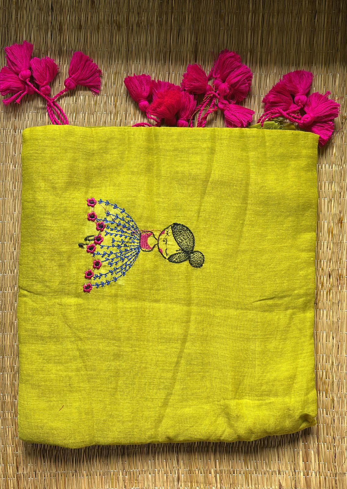 Doll design embroidered soft cotton saree