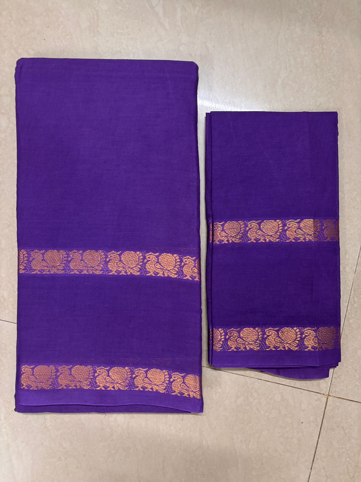 Tarangini Sungudi Cotton sarees with blouse violet