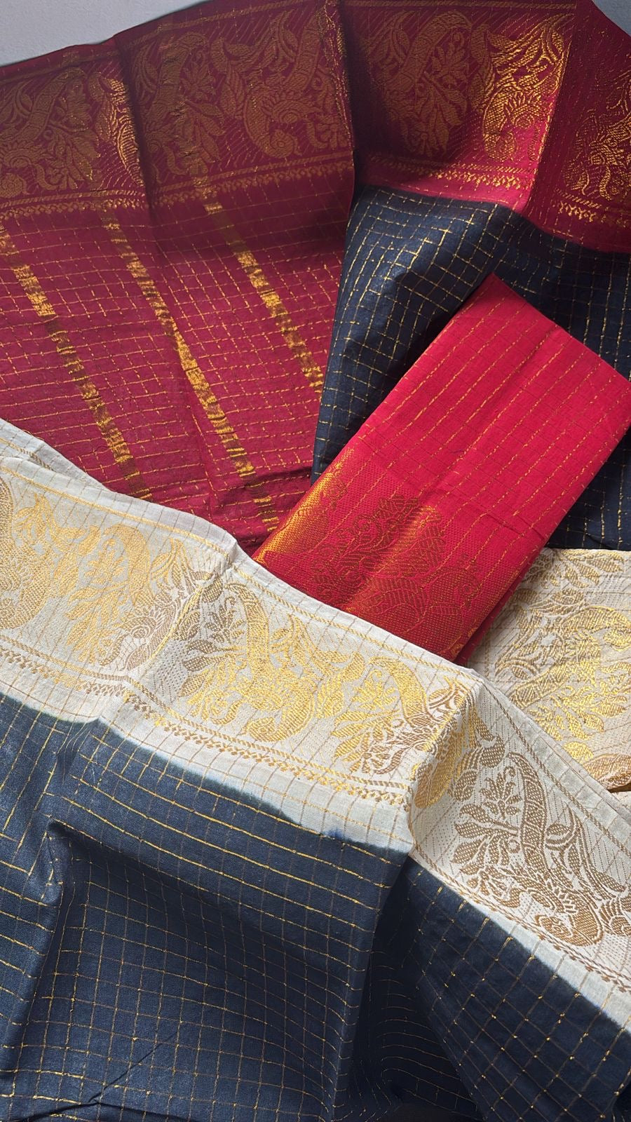 Tarangini ganga Jamuna zari kattam Sungudi Cotton Saree