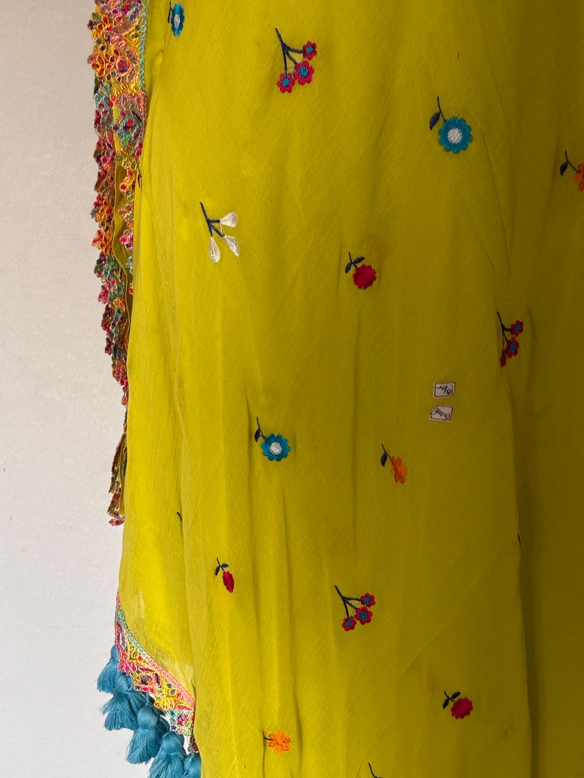 Viharika (विहारिका) Embroidery Lace Sarees : Green & Blue