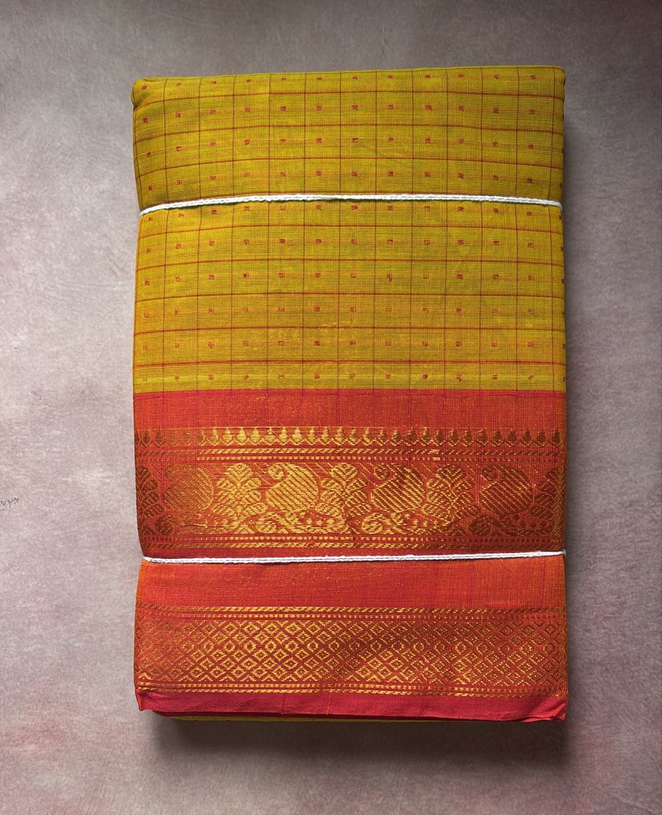 Lakshadeepan thousand butta Sarees mango yellow