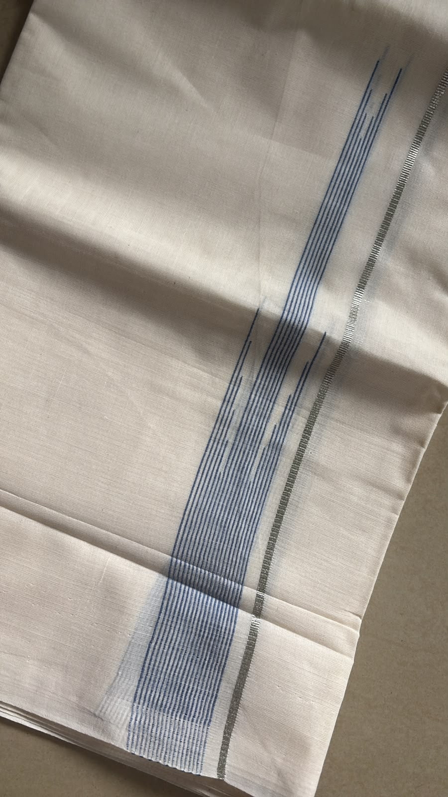 Handloom gents double Mundu in chuttikara temple design blue