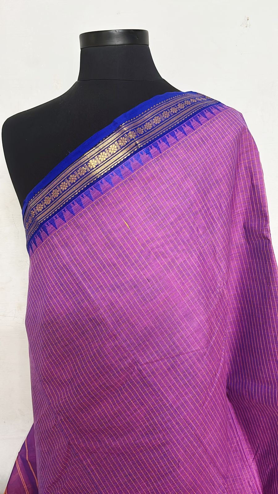 Sangita Vintage Korvai check pure cotton sarees purple