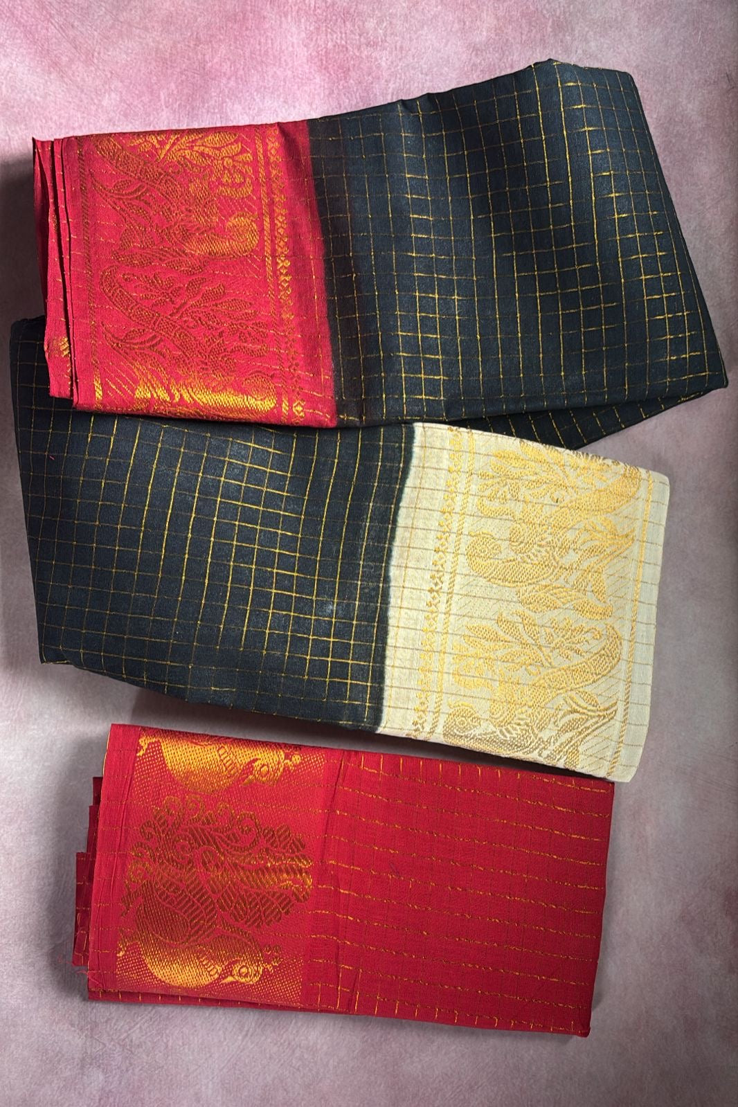 Tarangini ganga Jamuna zari kattam Sungudi Cotton Saree