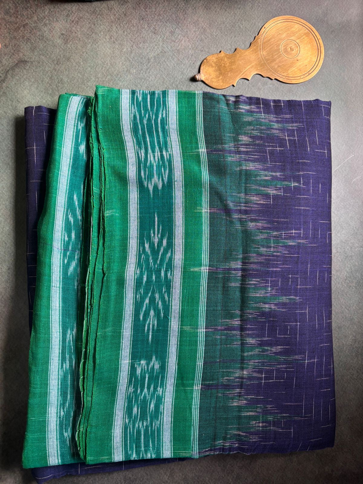 Sambalpuri Odisha handloom cotton Sarees Navy blue and green