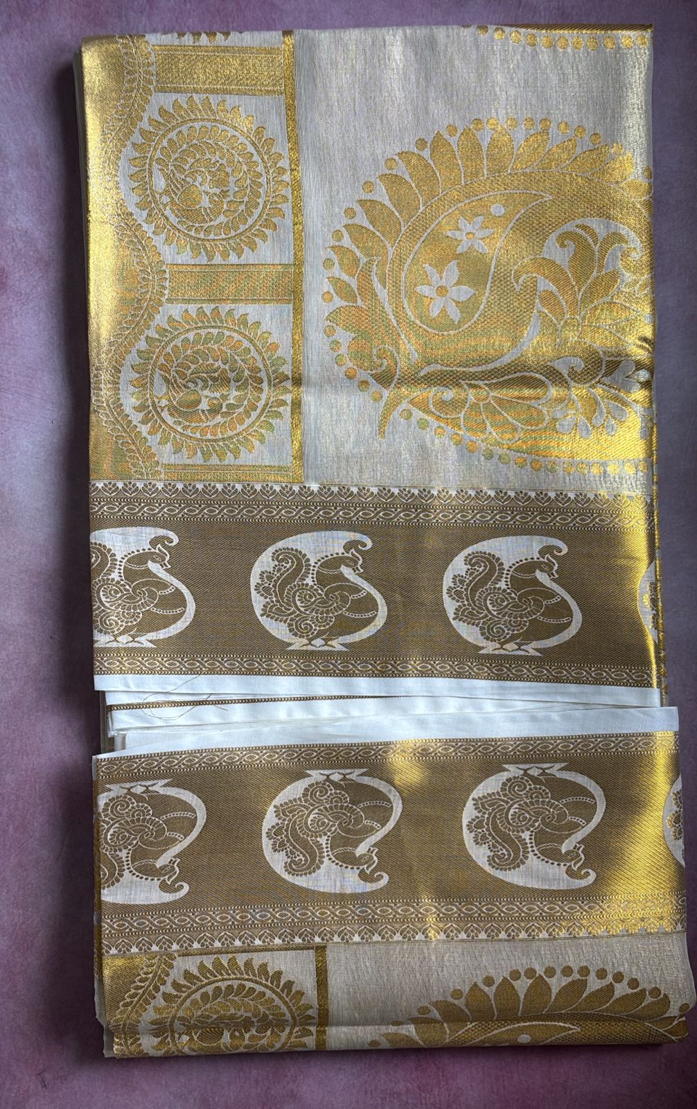 Premium Bridal Golden Tissue Kerala Set Saree