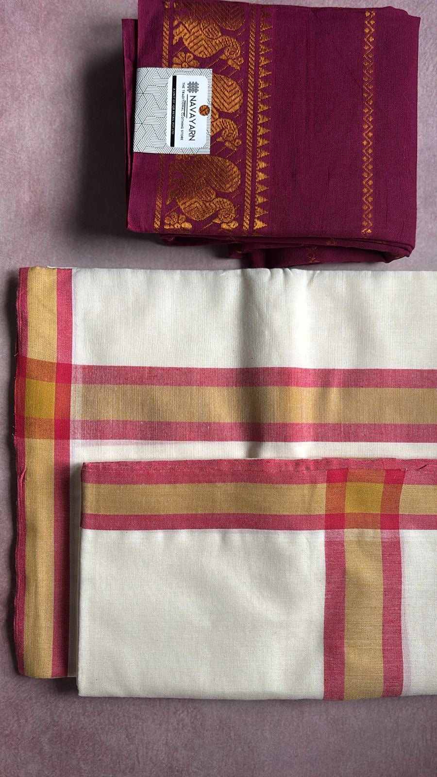 Mulloth pure cotton set Mundu with sungudi handloom cotton blouse