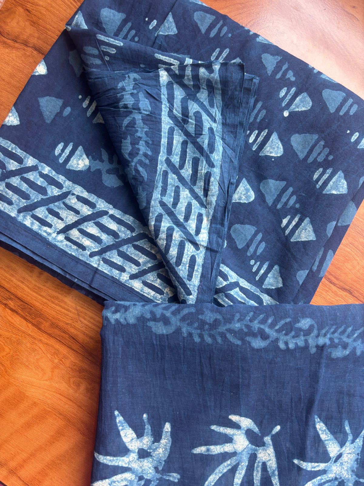 Indigo Hand block printed Suit Set Unstitched