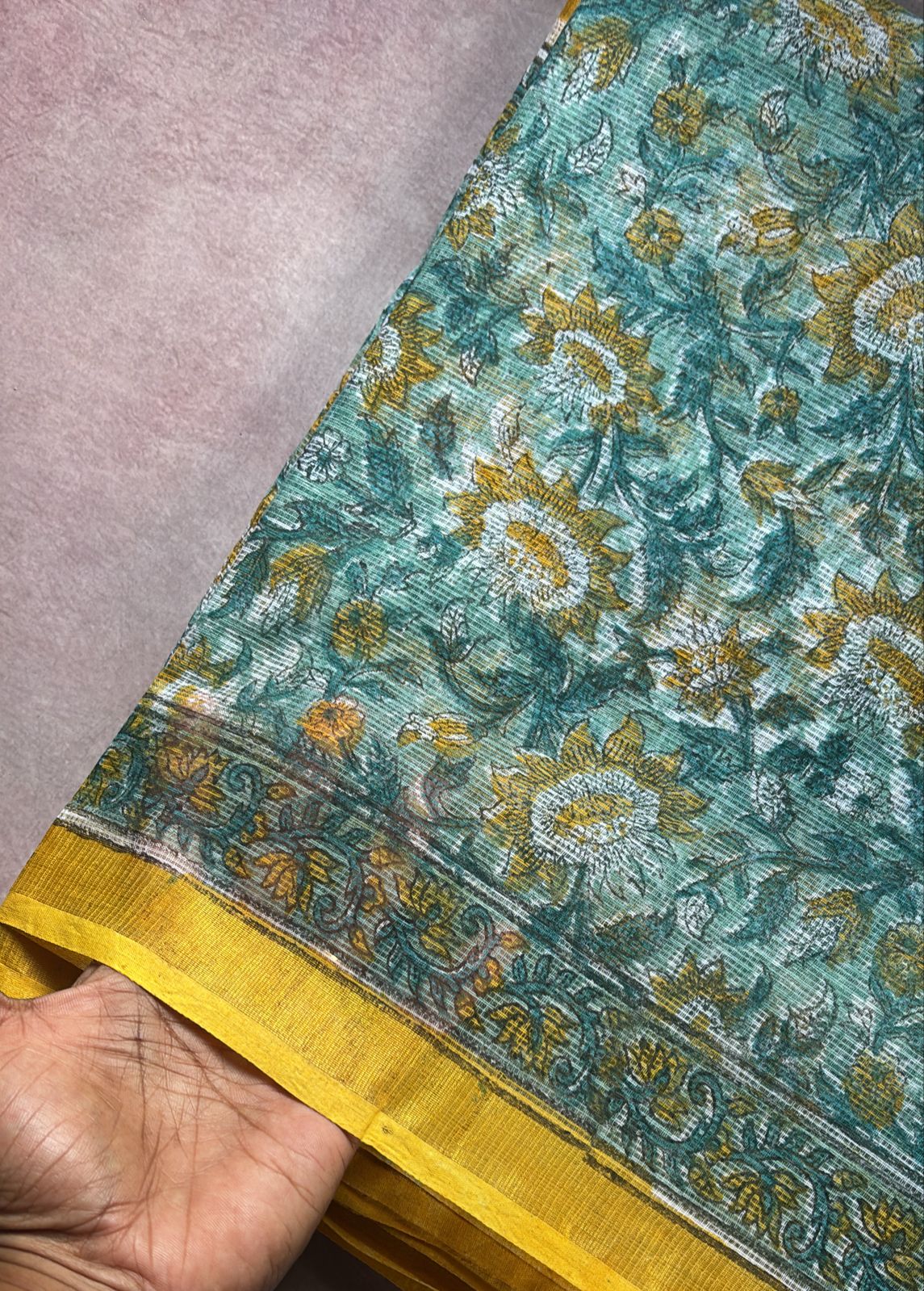 Ambika kota doria green n yellow